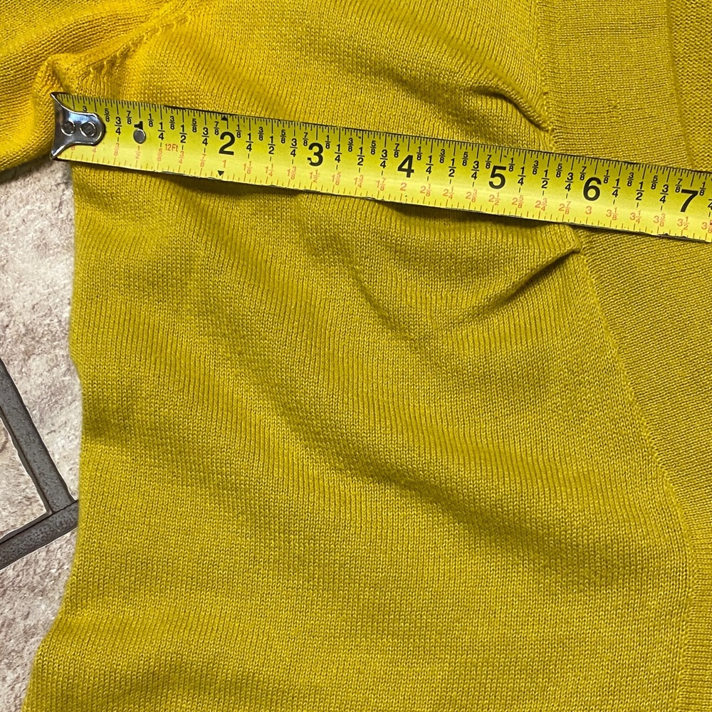 Tabitha Mustard Yellow Small V-neck Button Front Cardigan Sweater Fall - Picture 8 of 12
